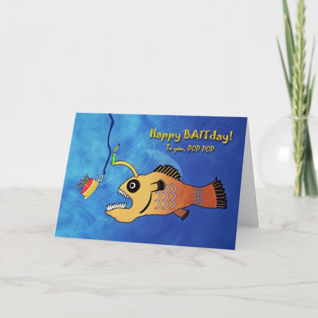 Pop Funny Birthday Anglerfish Baitday Kort (Framsida)