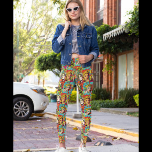 Pop Girl Art Tecknad Leggings 1 - Roligt