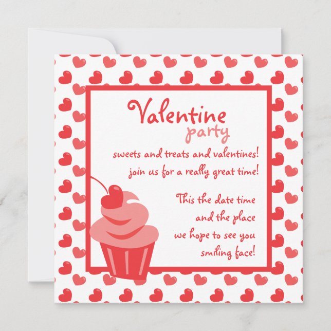 Pop Heart Cuptårta Inbjudningar (Framsida)