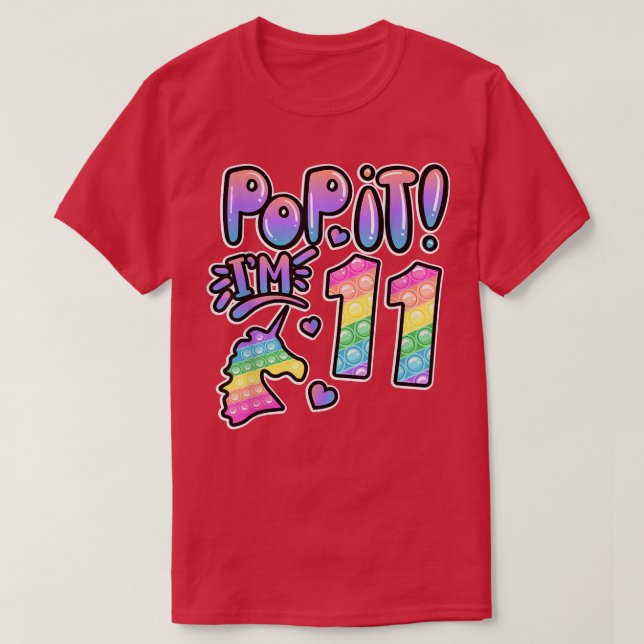 Pop It 11st Birthday Girl Boys 11 Year Old Fidget  T Shirt (Design framsida)