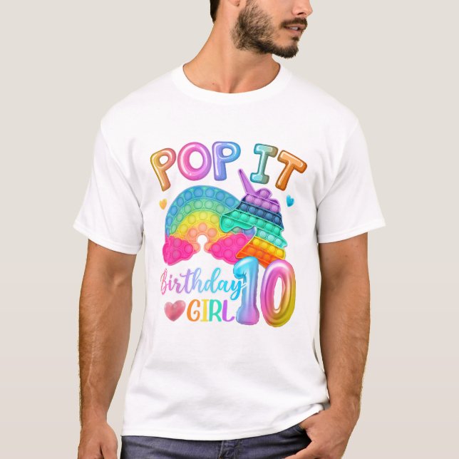 Pop It Birthday Girl 10 T Shirt (Framsida)