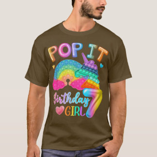 Pop it Birthday Girl 7 för 7 år gamla flickor Unic T Shirt