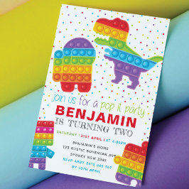 Pop it Boy Birthday Dinosaur Robot Birthday Inbjudningar