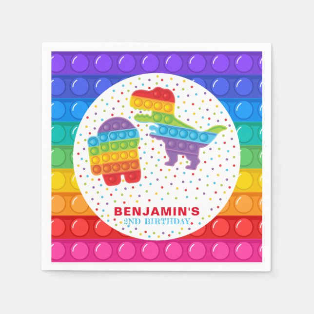 Pop it Boy Birthday Personlig Colorful Pappersservett (Framsidan)