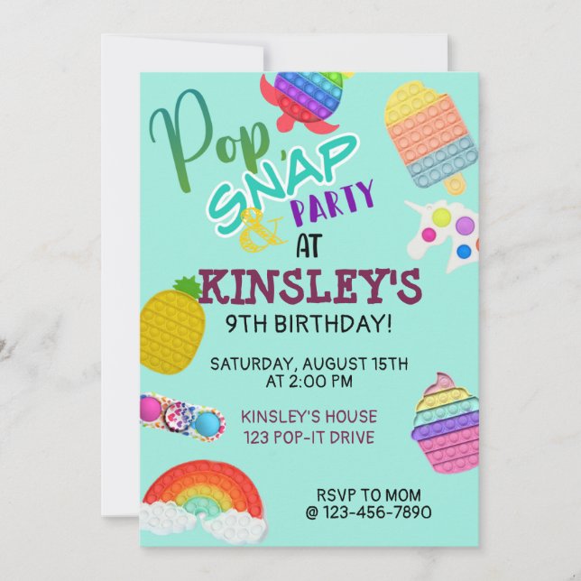 Pop IT Bubble Fidget Leksak Birthday (Framsida)