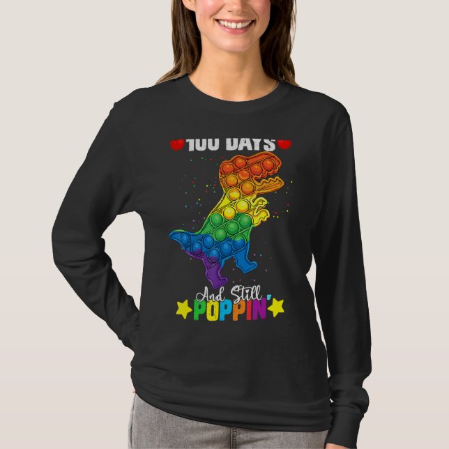 Pop IT Dinosaur Fidget Leksak 100 dagar Skola och  T Shirt (Framsida)