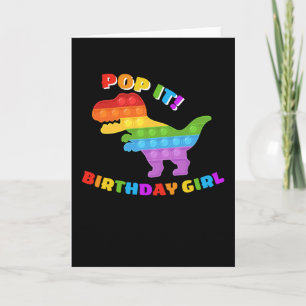 Pop it Dot Day T-Rex Birthday Girl Kort