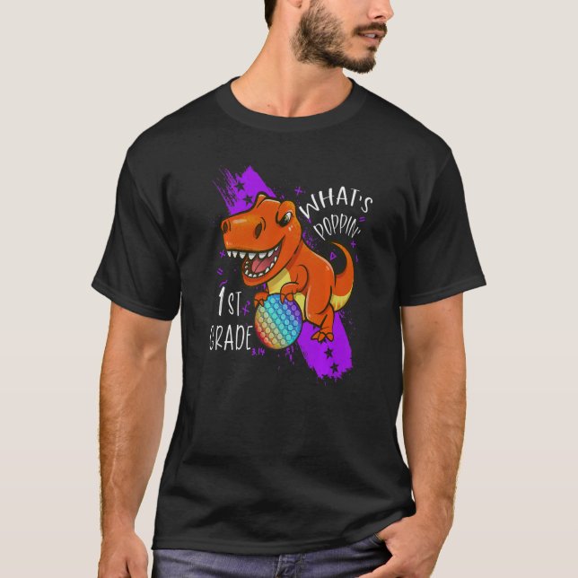 Pop IT Fidget Leksak Dinosaur Rex Back to school 1 T Shirt (Framsida)