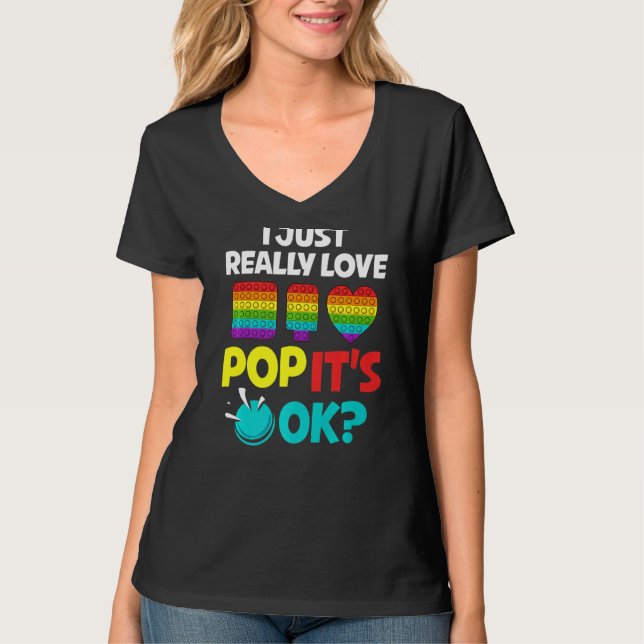 Pop IT Fidget Leksak Game Funny Stressar Bubble T Shirt (Framsida)