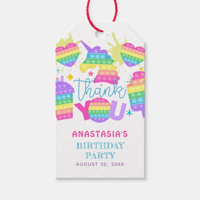 Pop IT Girl Födelsedagsfest Presentetikett (Framsidan)