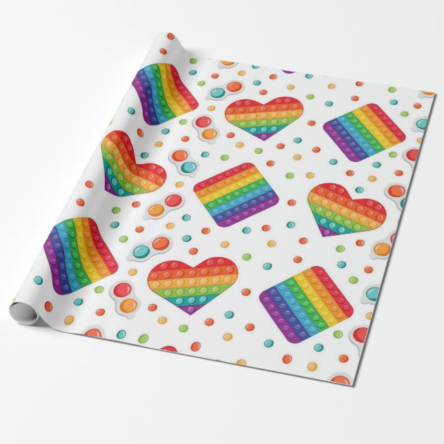 Pop it it Leksak Rainbow Färg Birthday Presentpapper (Utrullad)