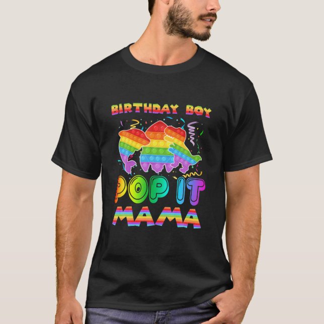 Pop It Mama Of The Birthday Boy Pop It Shark Dinos T Shirt (Framsida)