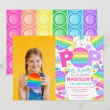 Pop it Photo Födelsedagsfest inbjudan