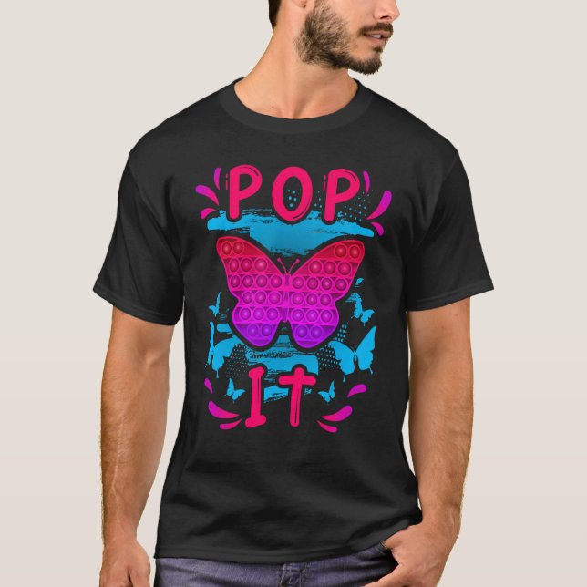 Pop IT Rosa Butterfly Fidget Leksak för flickor T Shirt (Framsida)