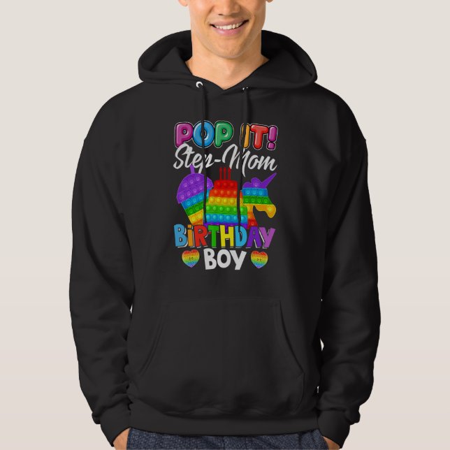 Pop it Step Mamma Birthday Boy Fidget Kid Matching Hoodie (Framsida)