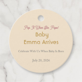 Pop It When She Pops | Baby Shower Favor Tag Gåvor Etiketter