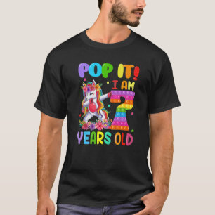 Pop, jag är 7 år gammal Dabbing Unicorn Fidget 7:e T Shirt