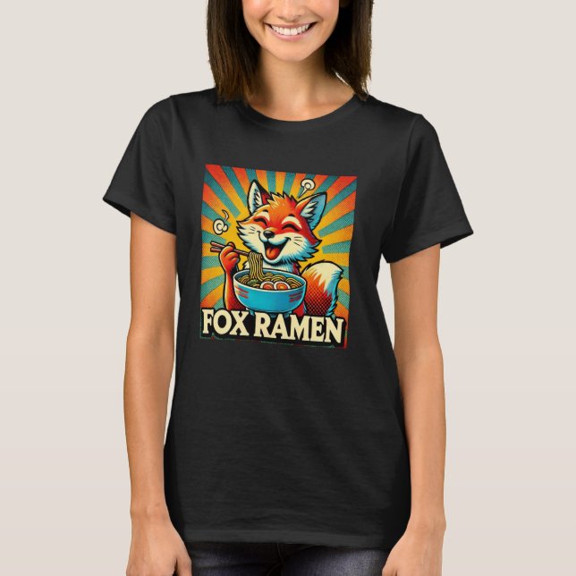 Pop Japansk Art Noodles Älskare Wildlife Cute Fox  T Shirt (Framsida)