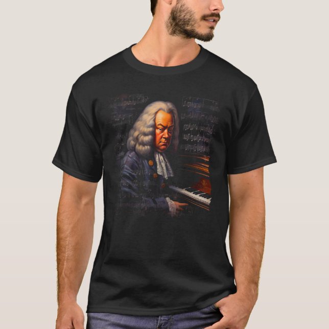 Pop Johann Sebastian Bach Music Piano Pianist T Shirt (Framsida)