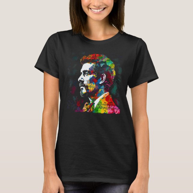 Pop Johann Strauss Music Piano T Shirt (Framsida)