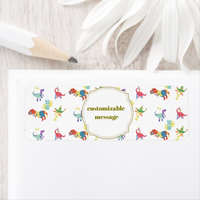 Pop Kanji Dinosaur Returadress Etikett (Insitu)