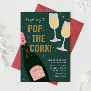 Pop Kork Champagne Brut - nytt år Inbjudningar