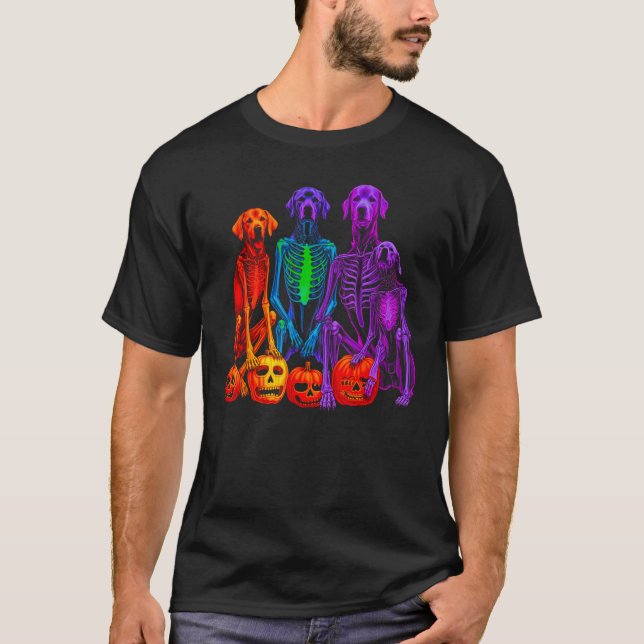 Pop Labrador Retriever Halloween Tema Skelett T Shirt (Framsida)