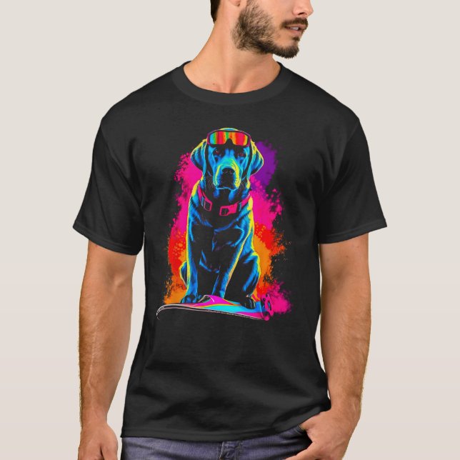 Pop Labrador Retriever Hund Snowboard T Shirt (Framsida)