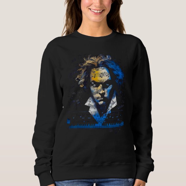 Pop Ludwig van Beethoven Music Piano Blue T Shirt (Framsida)
