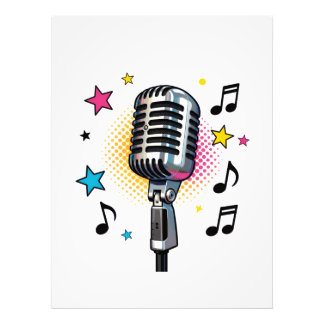 Pop microphone with colorful stars and music notes fototryck