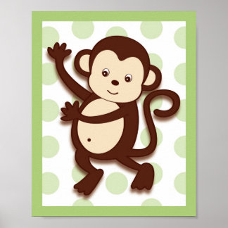 Pop Mod Monkey Jungle Nursery Väggkonsttryck 8X10 Poster