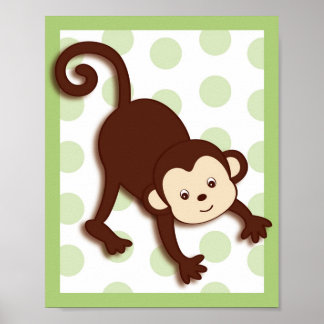 Pop Mod Monkey Jungle Nursery Väggkonsttryck 8X10 Poster