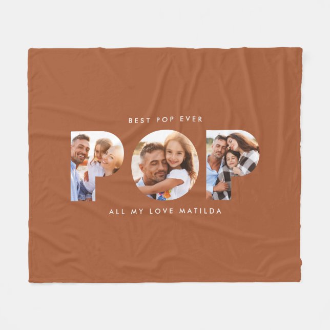 Pop multifoto, modern elegant terracotta-gåva fleecefilt (Framsidan (Horisontell))