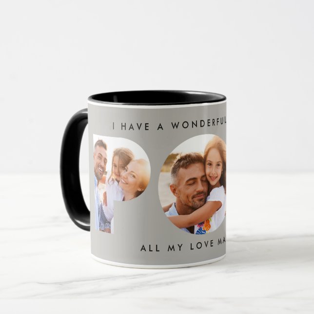 Pop multifoto modern typografi elegant grått mugg (Framsida vänster)