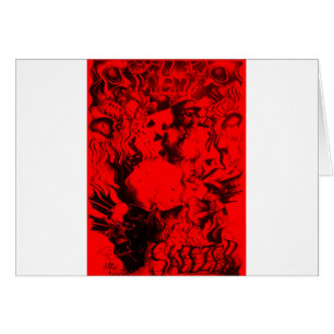 Pop Musician Porträtt i Vibrant Red Färg Art Hälsningskort