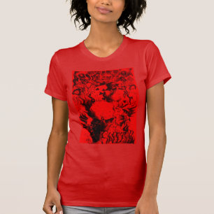 Pop Musician Porträtt i Vibrant Red Färg Art P T-shirt