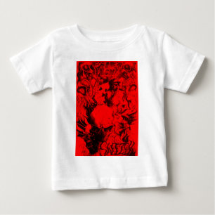 Pop Musician Porträtt i Vibrant Red Färg Art P Tee Shirt