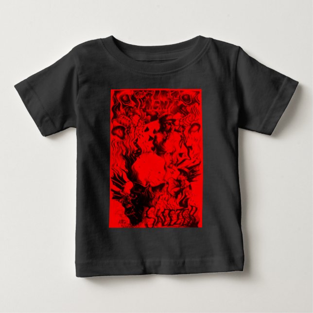 Pop Musician Porträtt i Vibrant Red Färg Art Tee (Framsida)