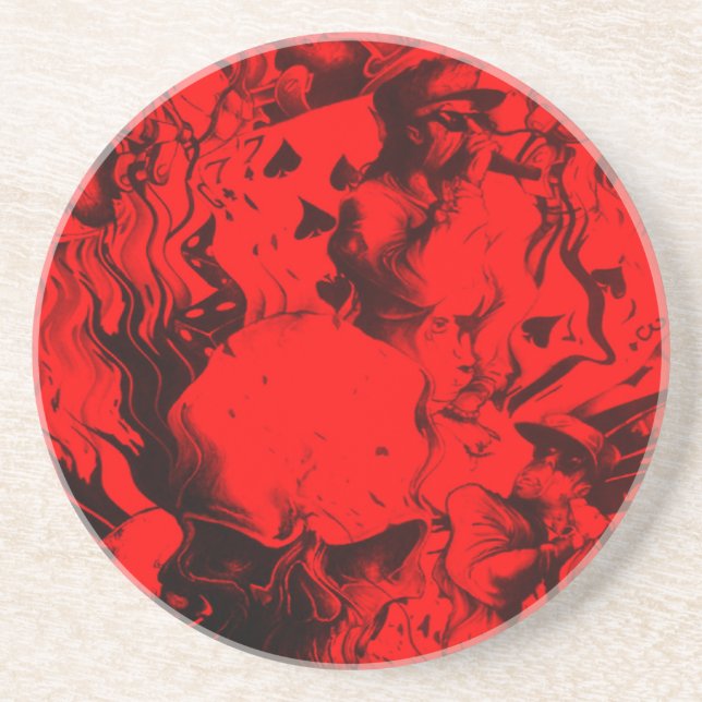 Pop Musician Porträtt i Vibrant Red Färg Art Underlägg (Framsidan)