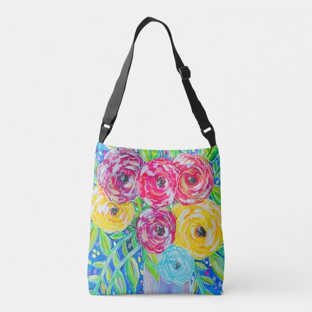 Pop of Petals - Bright Blommigt Tote by J. Alexand Axelväska (Baksida)