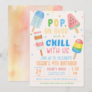 Pop on Over and Chill Ice-kräm Barns födelsedag Inbjudningar