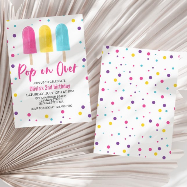 Pop on over Rainbow Ice Pop Sommardag Inbjudningar (Skapare uppladdad)