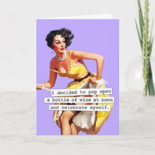 Pop Open a Flaska vid Vin födelsedag Kort