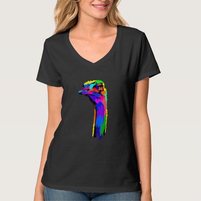 Pop Ostrich Flightless Bird Zookeeper Ostrich T Shirt (Framsida)