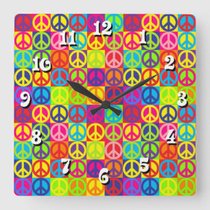 Pop Peace Fyrkantig Klocka