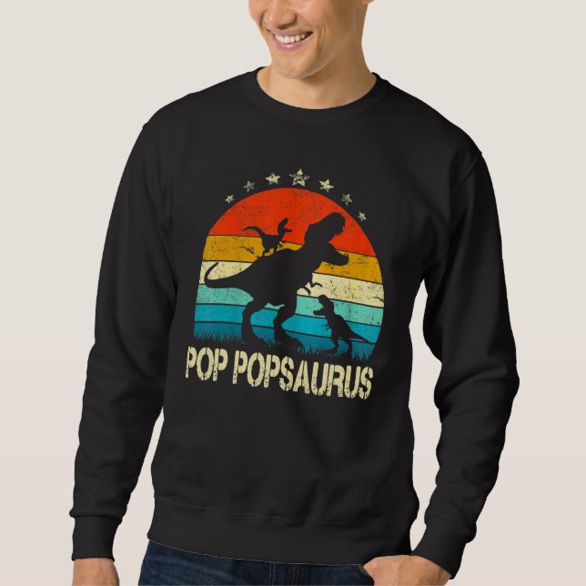 Pop Pop Dinosaur Pop Popsaurus 2 2 Kids Christma Lång Ärmad Tröja (Framsida)