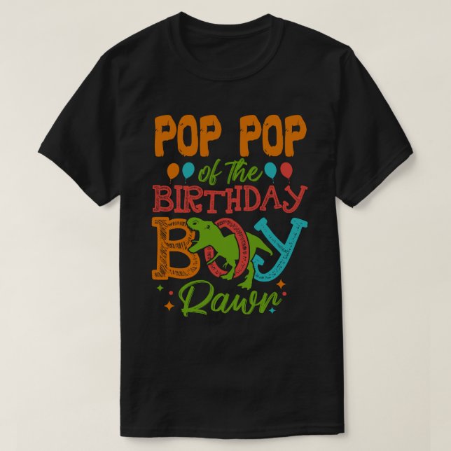 POP POP från födelsedagspojken Rawr Dinosaur T Shirt (Design framsida)