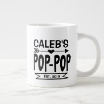 Pop Pop Jumbo Mugg med Grandchild's Namn och Year
