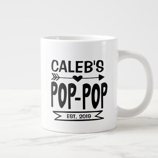 Pop Pop Jumbo Mugg med Grandchild's Namn och Year (Höger)