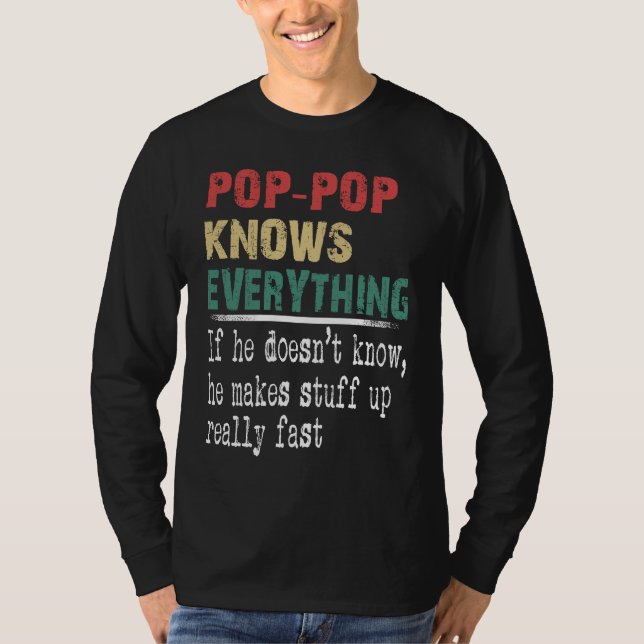 Pop Pop Knows Everything  Christmas Grandpa T Shirt (Framsida)